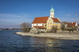 Peninsula and St. Georg Church, Wasserburg am Bodensee, Bavaria, Germany