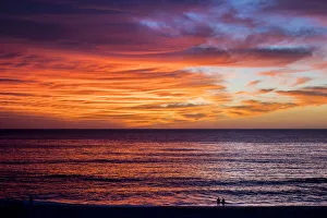 Two People Prints: People on Bondi Beach at dawn, Sydney, New South Wales, Australia