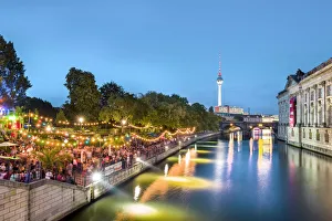 Television Tower Prints: People dancing by the Spree River and Bode Museum, Berlin, Germany