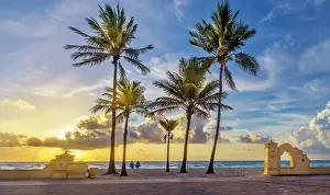 Hollywood Prints: Two people enjoying the Sunrise Hollywood Beach Hollywood Miami, South Florida, USA