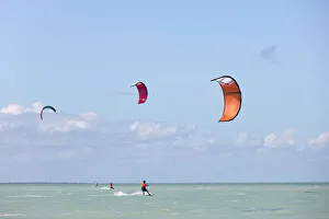 Adventure Sport Gallery: People practice kitesurfing on the island of Holbox, Quintana Roo, Yucatan, Mexico