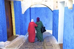 Morocco Collection: People Walking In Oudaia Kasbah, Rabat, Morocco, North Africa