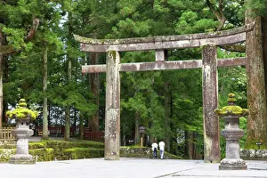 Religious Architecture Prints: People walking through tori gate of Toshogu Temple (UNESCO World Heritage Site)