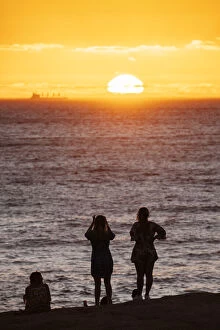 Tourists Gallery: People watching sunset, Camps Bay, Cape Town, Western Cape, South Africa