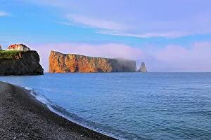 Perce Rock or Le Rocher Perce in the Atlantic Ocean Perce, Quebec, Canada