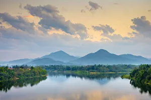 Viet Nam Prints: Perfume River at sunset, Hương Thủy District, Thừa Thien-Huế Province, Vietnam