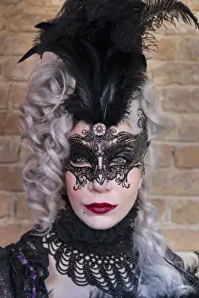 Eyes Prints: Person wearing green contact lenses in costume at Carnival time, Venice, Veneto, Italy