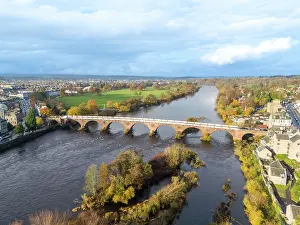 Perth Prints: Perth bridge and the River Tay, Perth, Perthshire, Scotland, UK