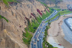 Peru, Lima, Pacific Cliffs, Costa Verde, Miraflores District, Pan-American Highway