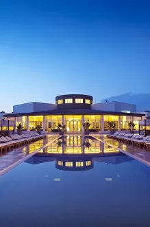 Images Dated 8th July 2014: Peru, Paracas, Hilton Hotel Paracas, Swimming Pool, Dawn, Ica Region