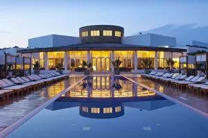 Peru, Paracas, Hilton Hotel Paracas, Swimming Pool, Dawn, Ica Region