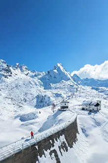 Dams Prints: Pescegallo lake and dam in winter covered in snow
