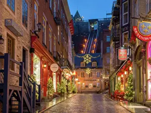 Rain Prints: Petit Champlain, Rue Sous Le Fort with rain and colorful Light Reflections