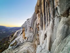 Formation Prints: Petrified Waterfall at dusk, Hierve el Agua, San Lorenzo Albarradas, Oaxaca State, Mexico