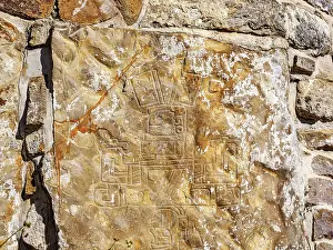 Petroglyph Prints: Petroglyphed rock, detailed view, Monte Alban Archaeological Site, Oaxaca State, Mexico