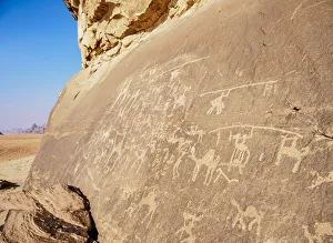 Aqaba Prints: Petroglyphs at Wadi Rum, Aqaba Governorate, Jordan