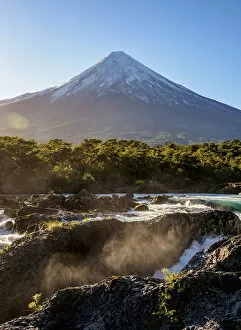 Images Dated 23rd April 2018: Petrohue Waterfalls and Osorno Volcano, Petrohue, Llanquihue Province, Los Lagos Region