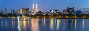 Images Dated 8th February 2015: Petronas Towers and city skyline, Lake Titiwangsa, Kuala Lumpur, Malaysia