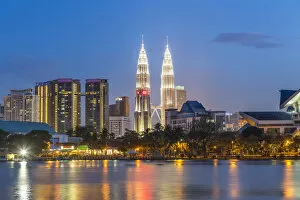 Images Dated 1st June 2015: Petronas Towers and city skyline, Lake Titiwangsa, Kuala Lumpur, Malaysia