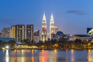 Images Dated 1st June 2015: Petronas Towers and city skyline, Lake Titiwangsa, Kuala Lumpur, Malaysia