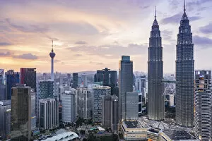 Images Dated 27th March 2020: Petronas Towers and KL Tower, KLCC, Kuala Lumpur, Malaysia, South East Asia
