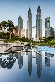 Office Block Collection: Petronas towers reflected, Kuala Lumpur, Malaysia