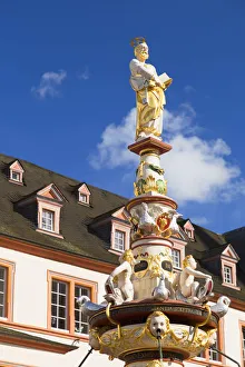 Markt Prints: Petrusbrunnen fountain in main square, Trier, Rhineland-Palatinate, Germany