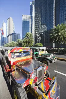 Philippines, Manila, Makati, Ayala Avenue, Jeepneys