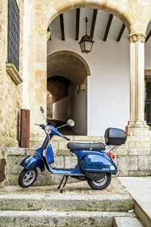 Serrans Prints: Piaggio Vespa scooter parked, Trujillo, Extremadura, Spain