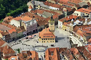 Mediaeval Prints: Piata Sfatului (Council Square) with the former Council House, built in 1420