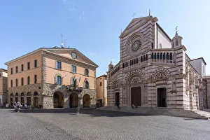Tuscany District Prints: Piazza Dante, the heart of the historic center of Grosseto, Grosseto province, Tuscany