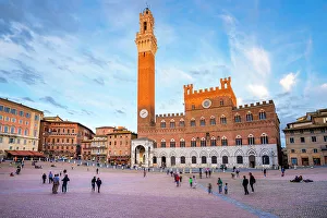 Palazzo Pubblico Prints: Piazza del Campo with Palazzo Pubblico, Siena, Tuscany, UNESCO World Heritage Site, Italy