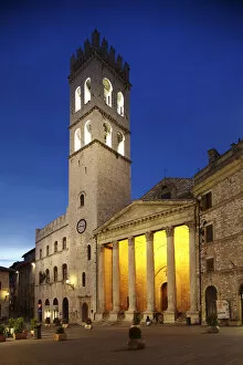Piazza del Comune at Night, Assisi, Umbria, Italy