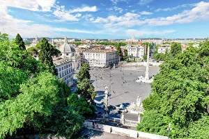 Baroque Style Prints: Piazza del Popolo view from the Pincian Hill, Rome, Lazio, Italy