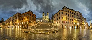 Images Dated 21st September 2020: Piazza di Spagna and Spanish Steps by night, Rome, Lazio, Italy