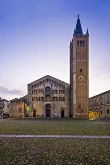 Images Dated 29th April 2020: Piazza Duomo with Cathedral and bell tower. Parma, Emilia Romagna, Italy