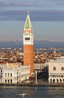 Piazza San Marco with Snowy Alps Behind, Venice, Veneto, Italy