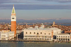 Piazza San Marco with snowy Alps; Venice; Veneto; Italy