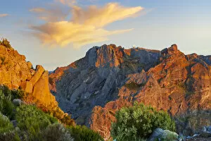 Bush Gallery: Pico do Arieiro mountain peak lit by sunset, Madeira island, Portugal