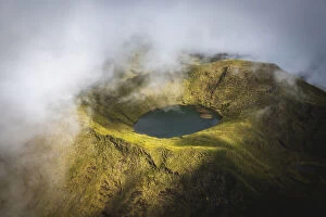 Pico island, Azores, Portugal. Crater surrounded by fog