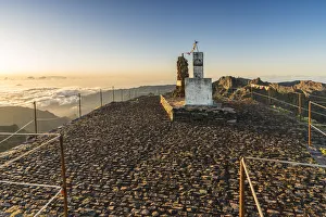 The top of Pico Ruivo at sunrise. Achada do Teixeira, Santana municipality, Madeira