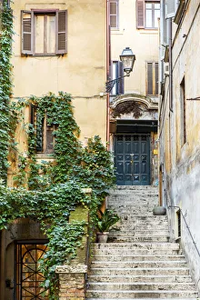Corner Prints: Picturesque corner in Trastevere district, Rome, Lazio, Italy