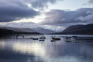 Images Dated 12th August 2021: Picturesque Loch Broom and boats at Ullapool harbour, Ross and Cromarty, Highlands