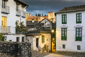 Albaicin Gallery: Picturesque night view of a street in the Albayzin quarter, Granada, Andalusia, Spain