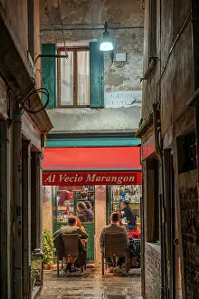 Venezia Prints: Picturesque night view of a street in Sestiere Dorsoduro, Venice, Veneto, Italy
