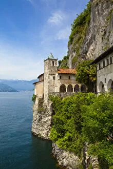 Borromean Islands Gallery: Picturesque Santa Caterina del Sasso Hermitage, Lake Maggiore, Piedmont, Italy