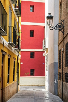 City Center Prints: Picturesque street in El Carmen neighborhood, Valencia, Valencian Community, Spain