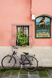 Icon Prints: Picturesque street view with Virgin Mary's icon, Chioggia, Veneto, Italy