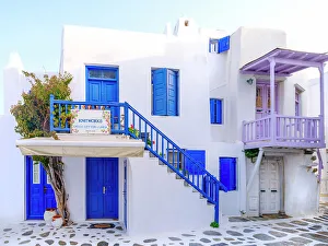 Mykonos Prints: Picturesque Streets of Mykonos Cyclades Island, Greek Islands, Greece