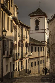 Albaicin Gallery: Picturesque sunset view of a street in the Albayzin district, Granada, Andalusia, Spain